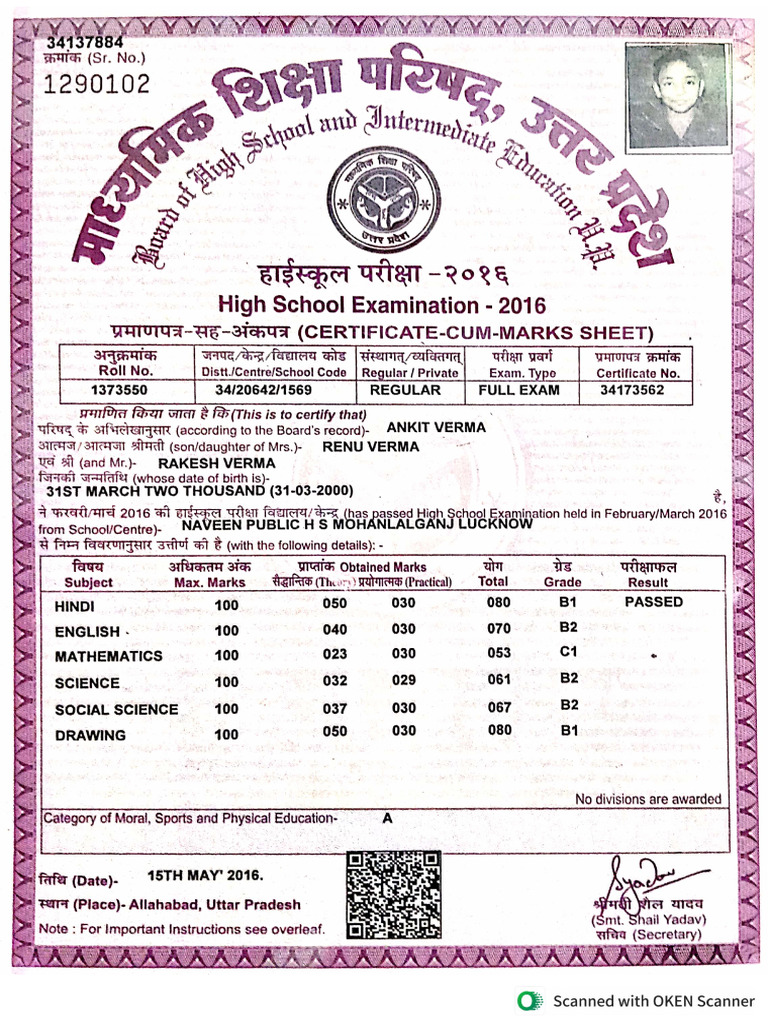 High School and Intermediate Marksheet | PDF