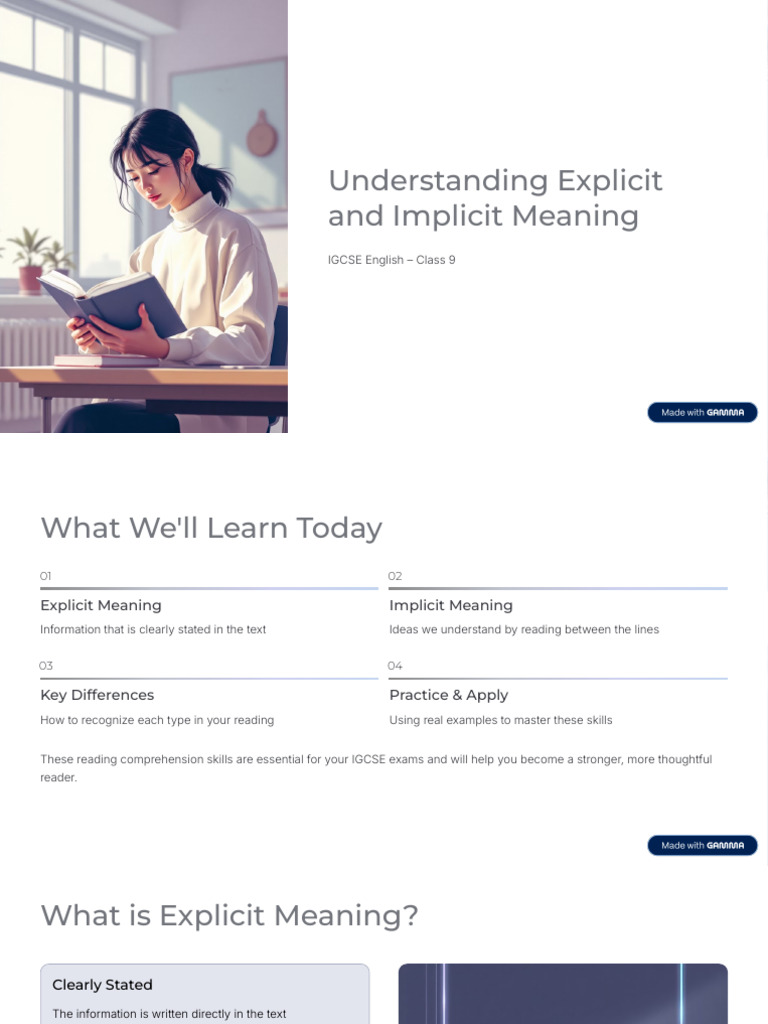 Understanding Explicit and Implicit Meaning | PDF | Reading ...