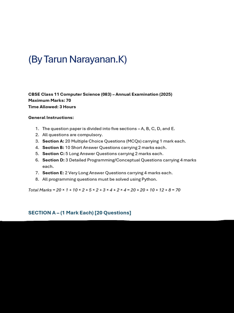Cs Revision Paper Set 4 | PDF | Sql | Python (Programming Language)
