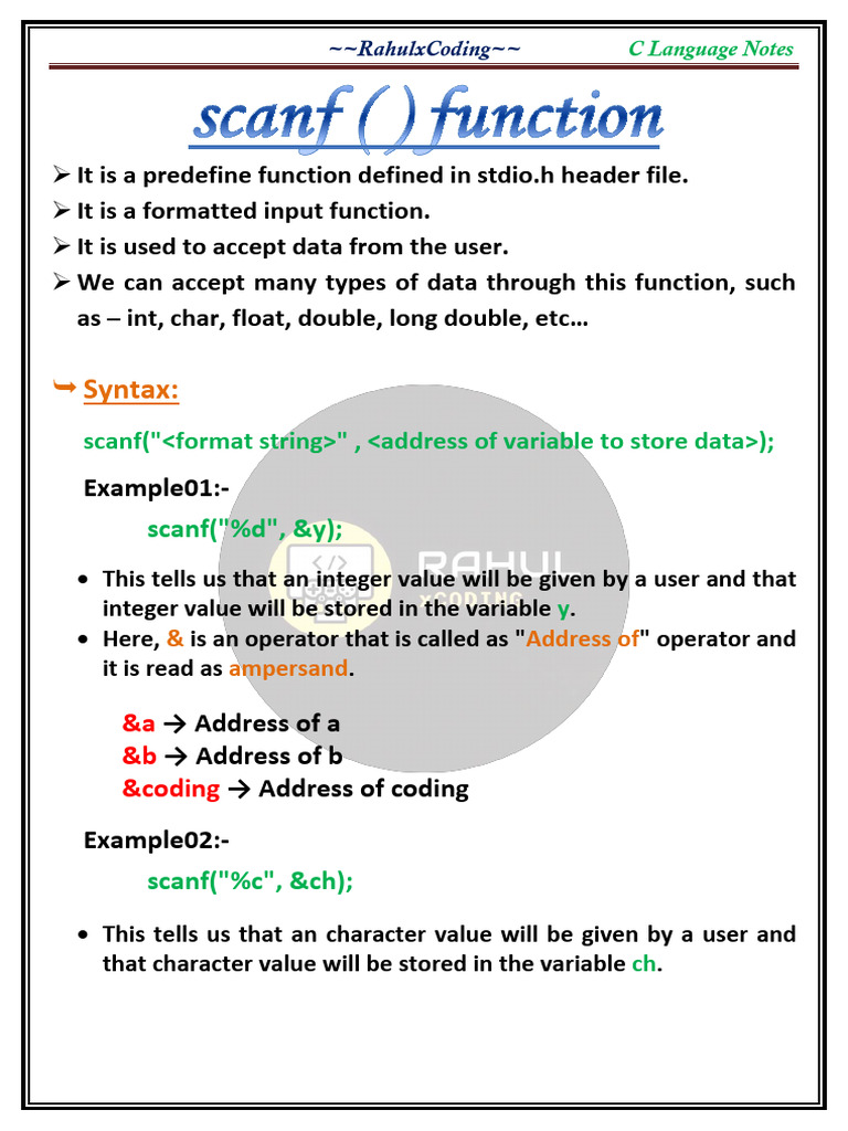 08 Scanf Function in c | PDF