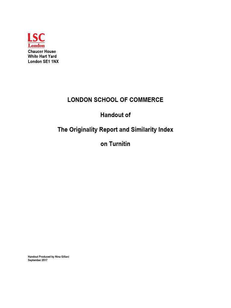 Handout of The Originality Report On Turnitin | PDF | Turnitin | Plagiarism