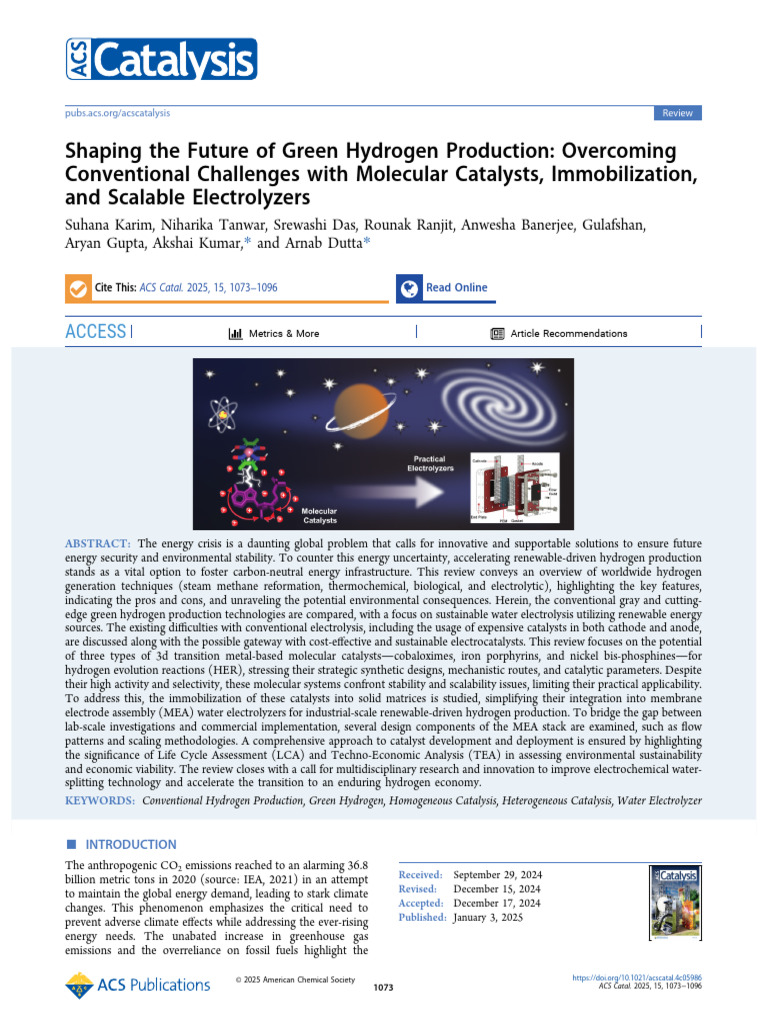 Karim Et Al 2025 Shaping The Future of Green Hydrogen Production ...