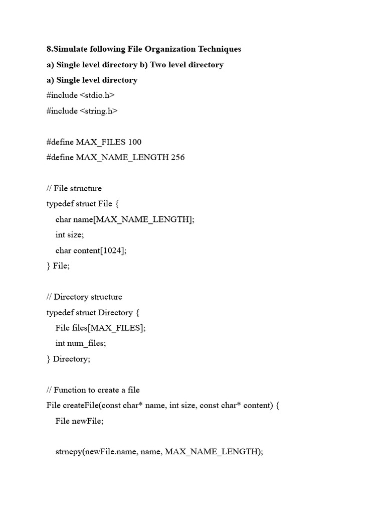 8.simulate Following File Organization Techniques | PDF | Software ...