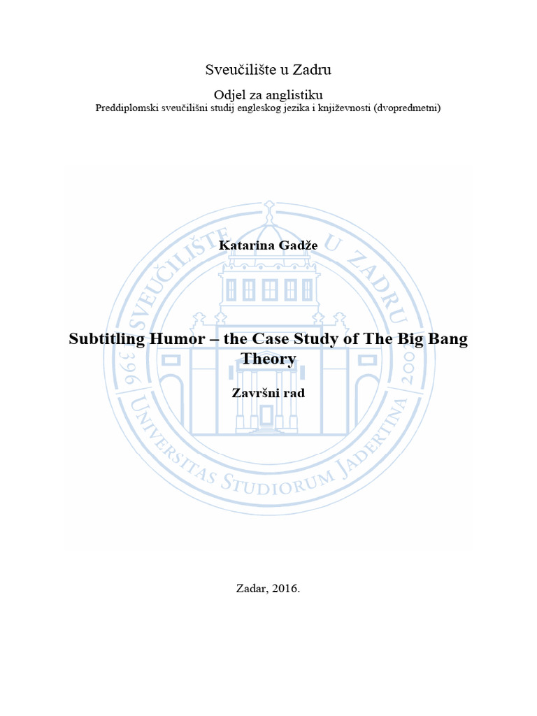 Subtitling Humor – the Case Study of the Big Bang | PDF | Translations ...