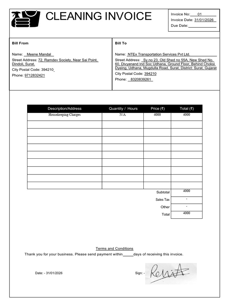 Housekeeping Bill Jan-26 | PDF