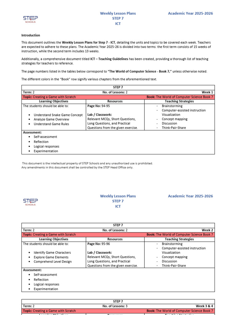 WeeklyLessonPlan-Term638965697434632135 (1) | PDF | Educational ...