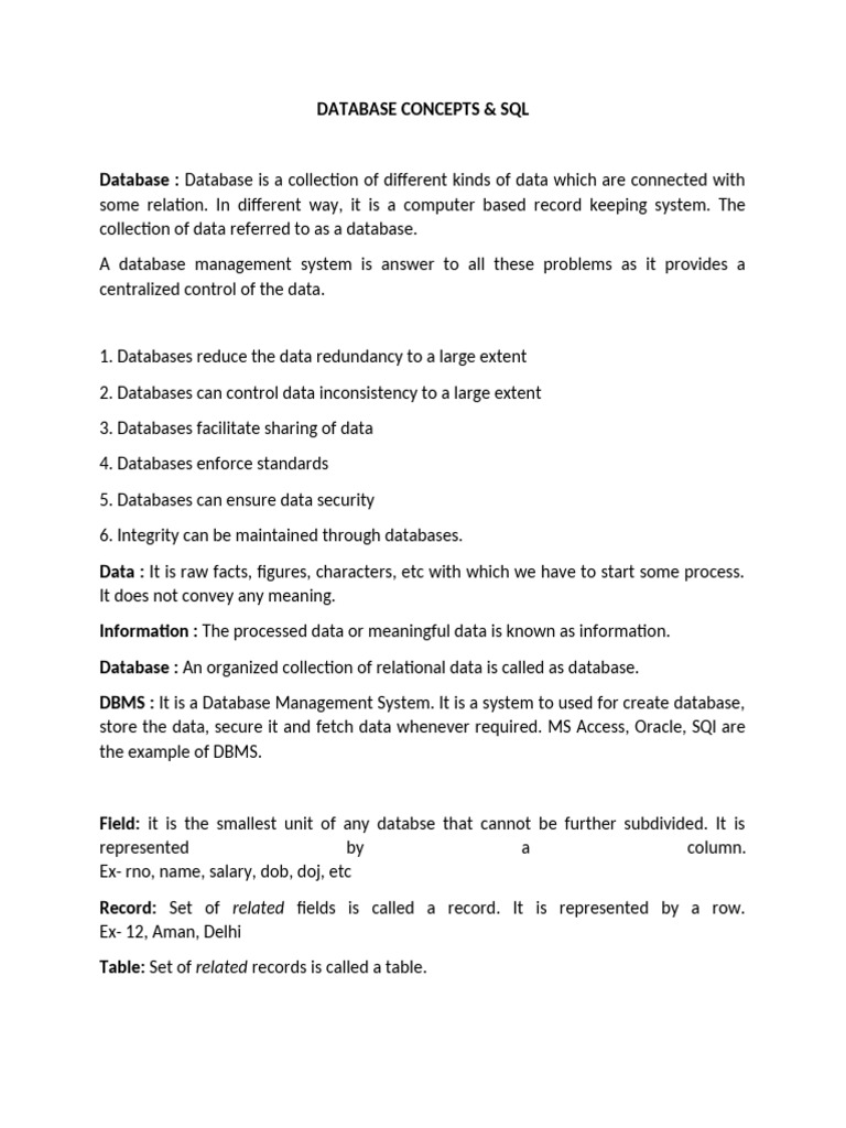 Database Concepts | PDF