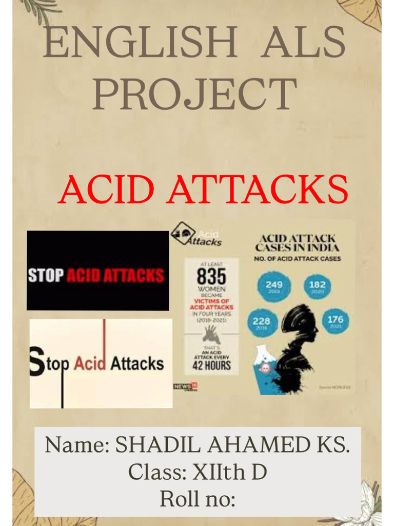 Acid Attacks, Shadil , English Project | PDF