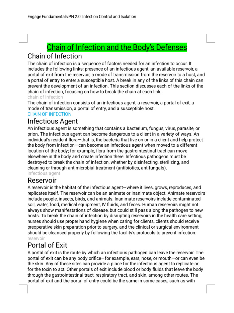 Engage Fundamentals PN 2.0 Infection Control and Isolation | PDF ...