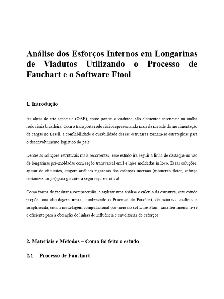 Análise Dos Esforços Internos em Longarinas de Viadutos Utilizando o ...