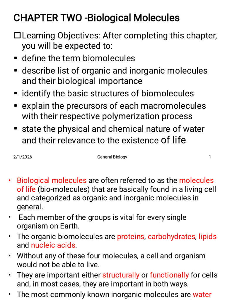 CHAPTER TWO - Biological Molecules | PDF | Nucleotides | Carbohydrates