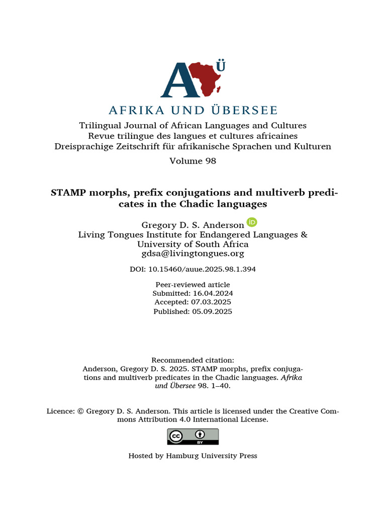 STAMP Morphs, Prefix Conjugations and Multiverb Predicates in the ...