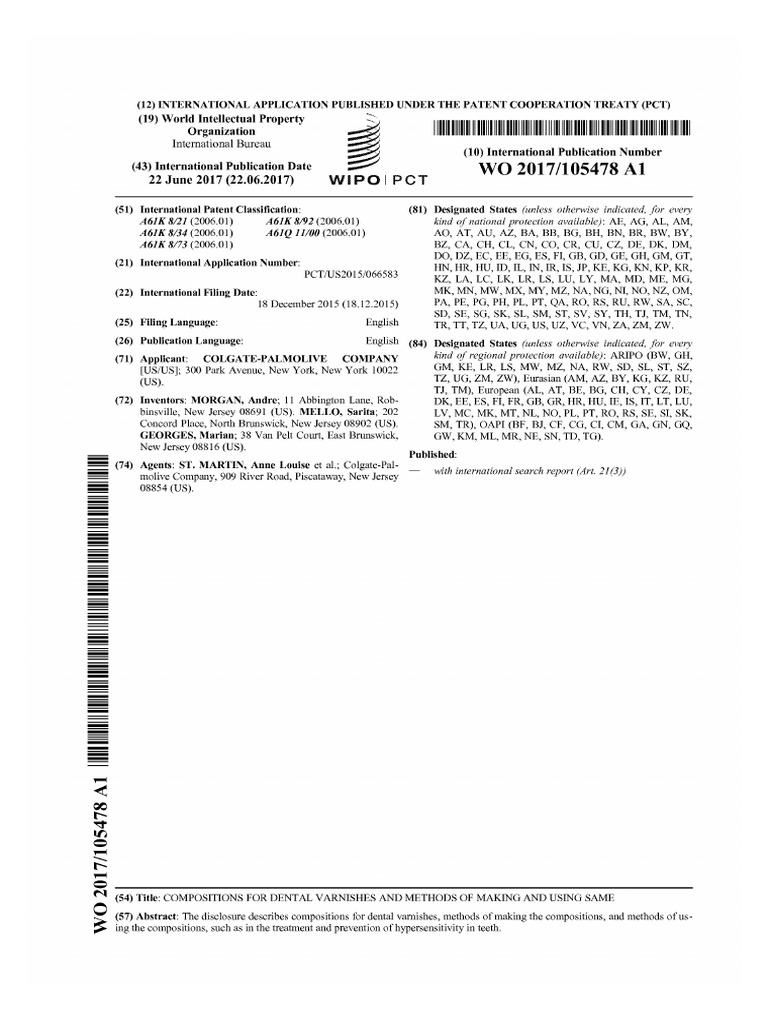Patent On Dental Varnish Formulation | PDF