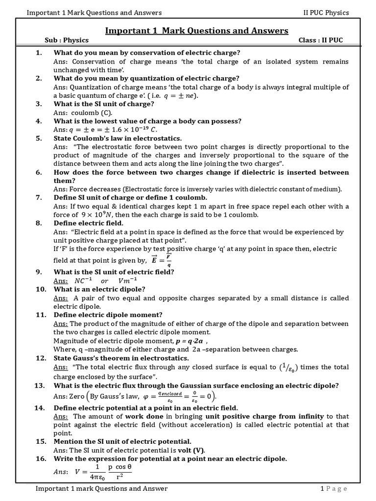 1 Marks Questions | PDF | Radioactive Decay | Electromagnetic Induction