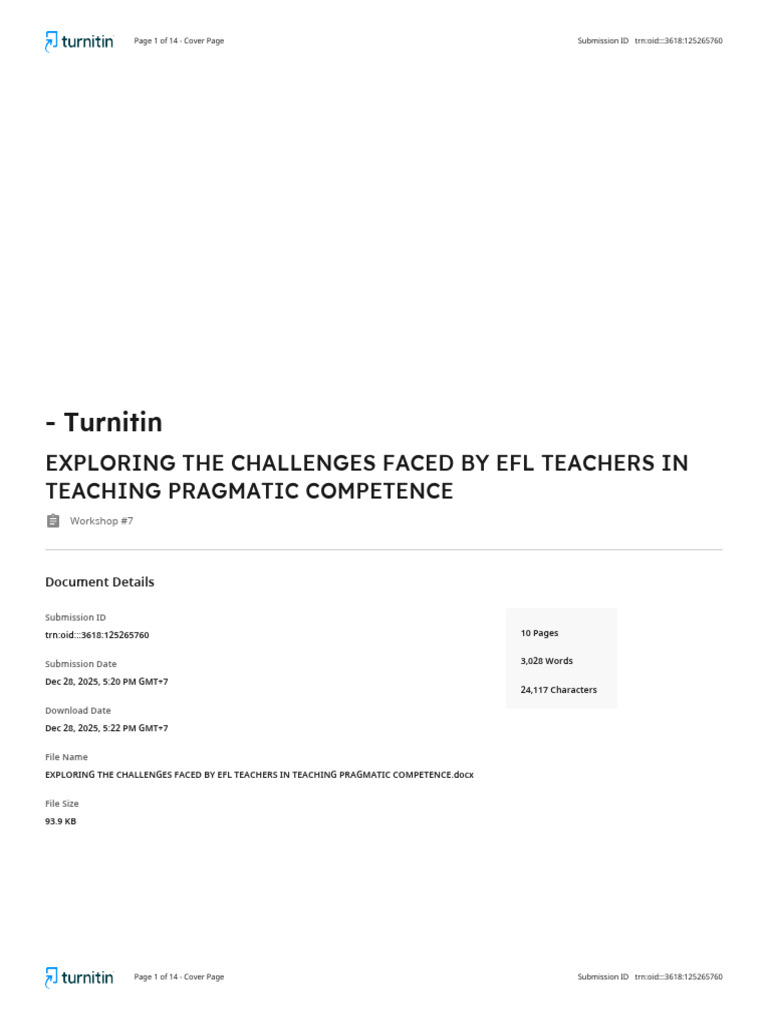 Exploring The Challenges Faced by Efl Teachers in Teaching Pragmatic ...