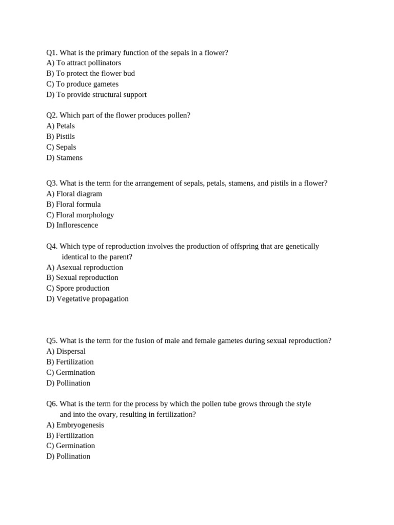 Trial Questions 2 | PDF | Flowers | Fruit