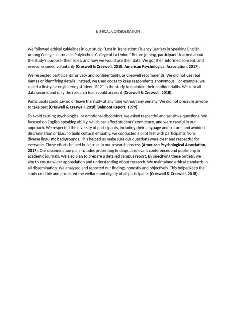 Ethical Consideration | PDF