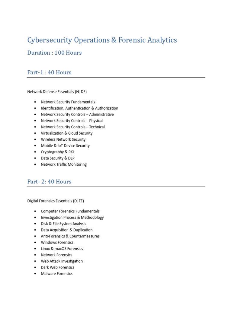 Content-Cybersecurity Operations & Forensic Analytics | PDF