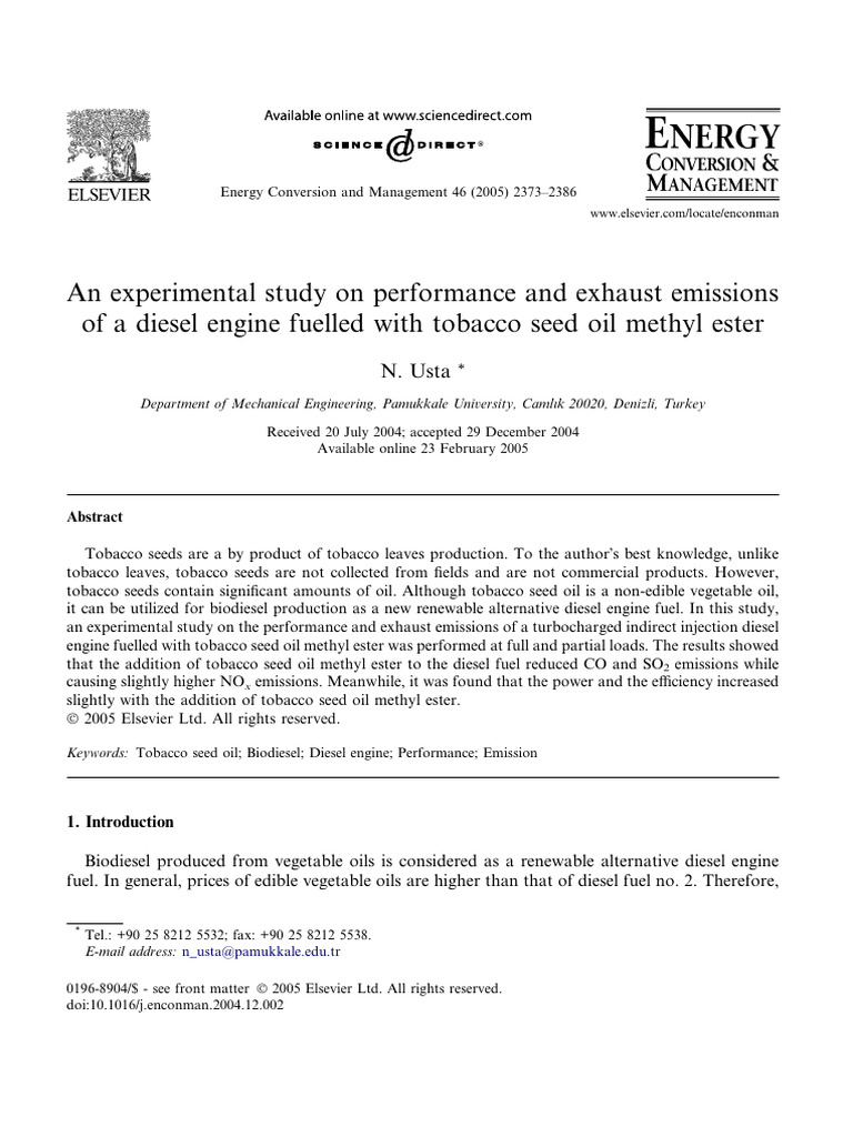 An Experimental Study On Performance and Exhaust Emissions of A Diesel ...