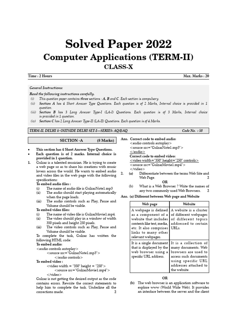 Solved Paper 2022 Sem II | PDF | World Wide Web | Internet & Web