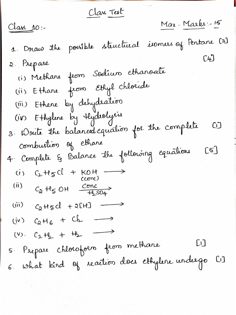 Class 10 Test Chemistry | PDF
