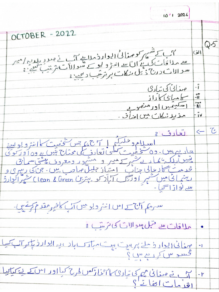 Urdu's Interview Questions 1 | PDF