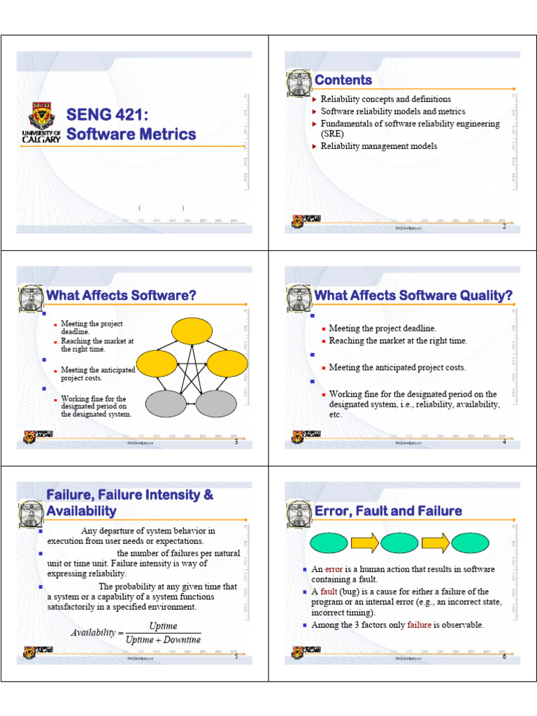 SENG421 09 Handout | PDF | Reliability Engineering | System