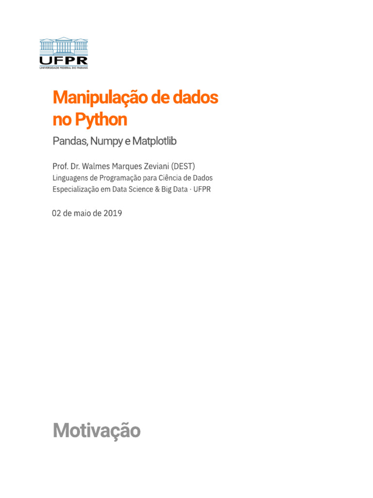 Manipulação de Dados No Python - Pandas, Numpy e Matplotlib | PDF