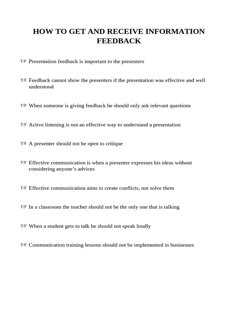 How To Get and Receive Information Feedback | PDF