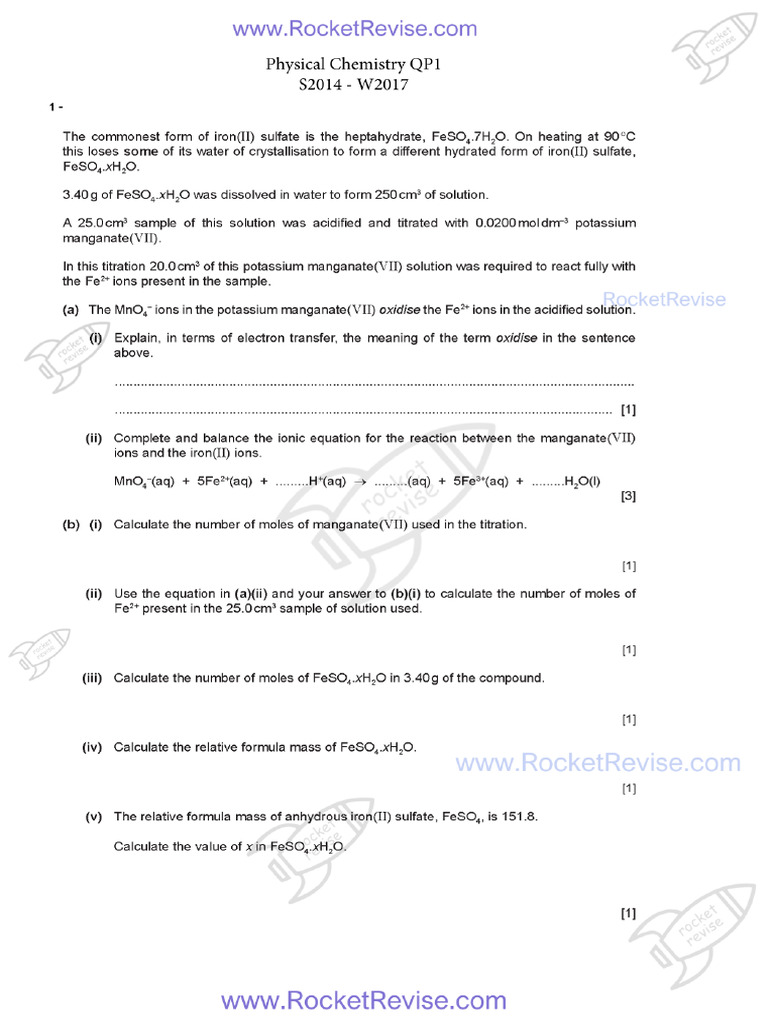 Physical Chemistry QP1 | PDF