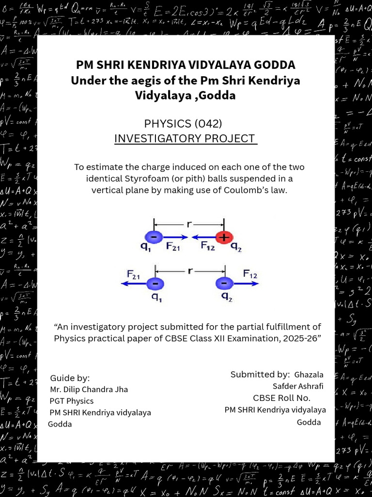 Physics Investigatory Project | PDF | Electric Charge | Force