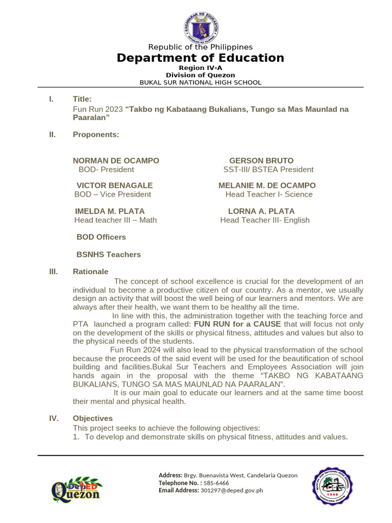 Fun Run Proposal 2024 | PDF