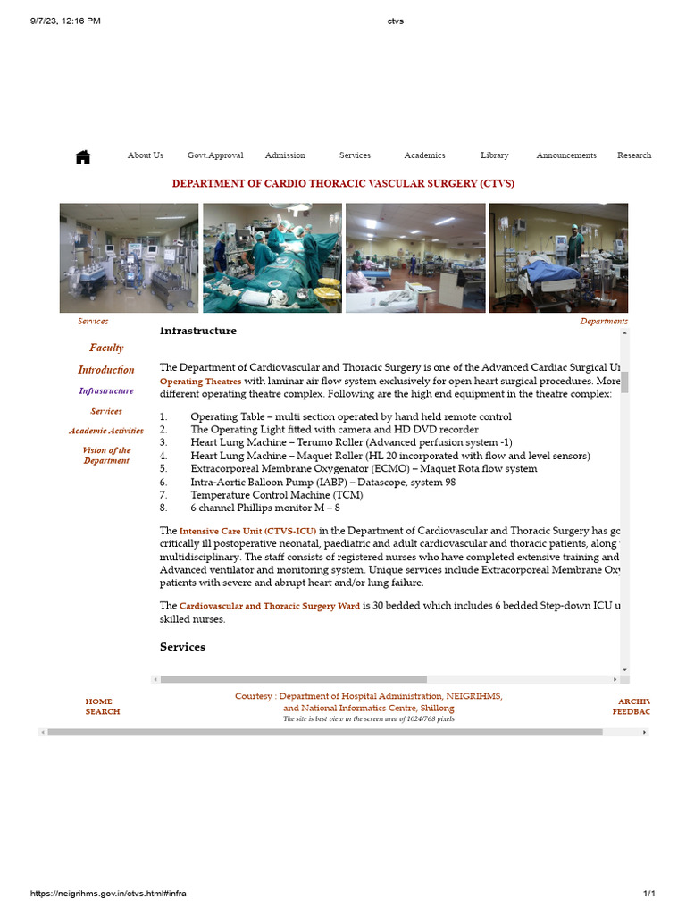ctvs | PDF | Cardiothoracic Surgery | Intensive Care Unit