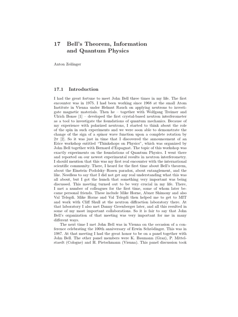 2002 - Quantum Unspeakables - Bells Theorem Information and Quantum ...