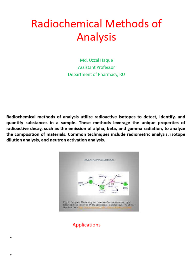Radiochemical Methods of Analysis | PDF | Neutron | Radioactive Decay