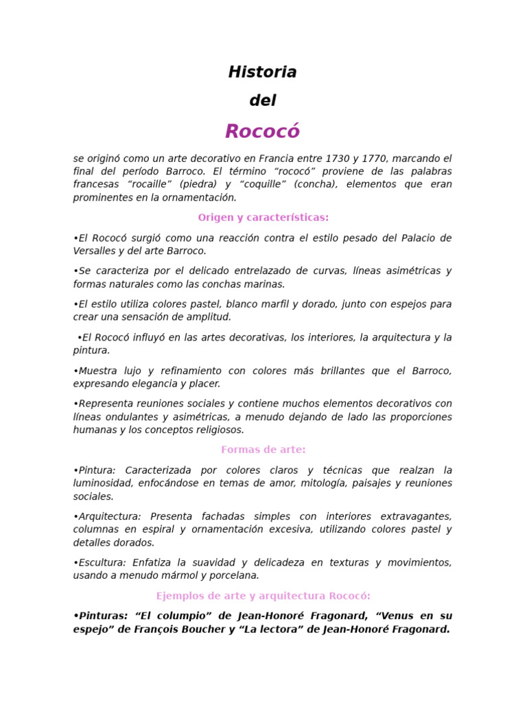 Historia Del Rococó | PDF | Barroco | Las artes
