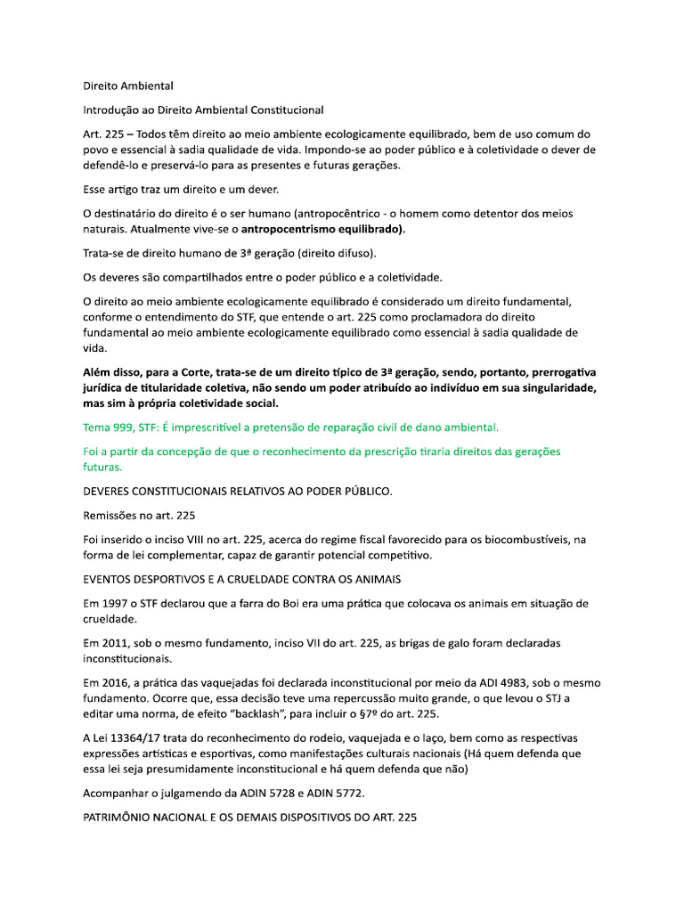 Resumo Direito Ambiental ENAM - FrGR | PDF
