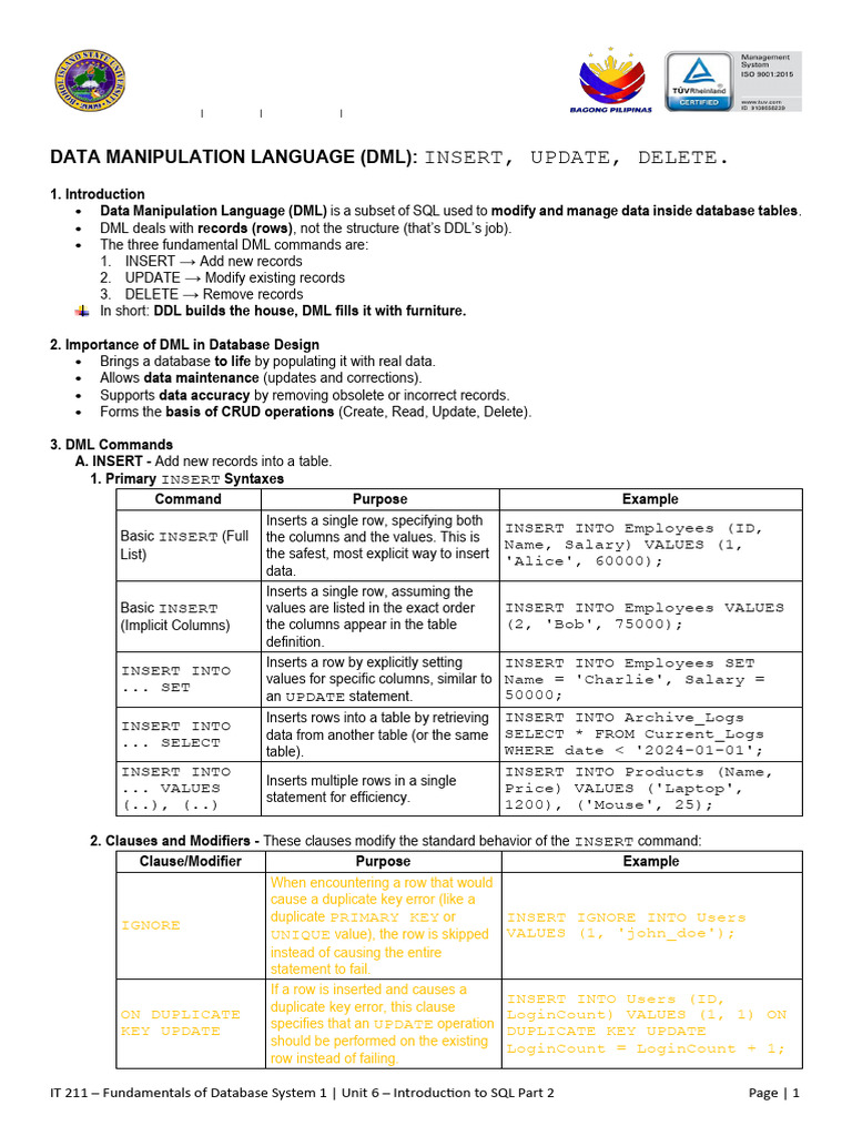 Unit 6 - Introduction To SQL Part 2 | PDF | Table (Database ...