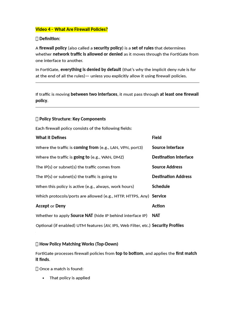 FCP - Administrator Lesson 2 - FW Policies & NAT | PDF | Proxy Server ...