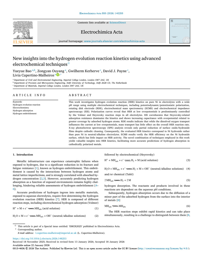 New Insights Into The Hydrogen Evolution Reaction Kinetics 2026 ...