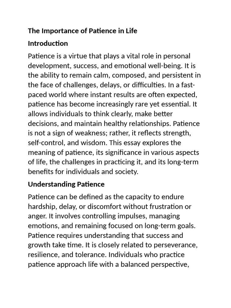 The Importance of Patience in Life | PDF | Psychological Resilience ...