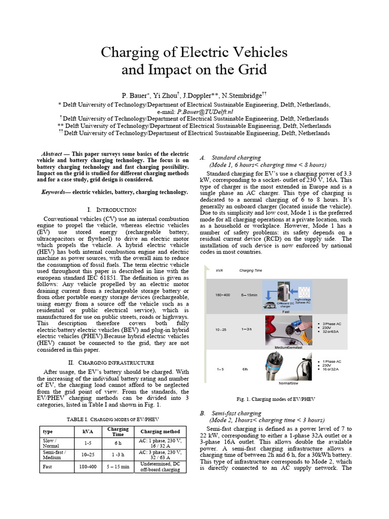 Charging of Electric Vehicles and Impact On The Grid | PDF | Products ...