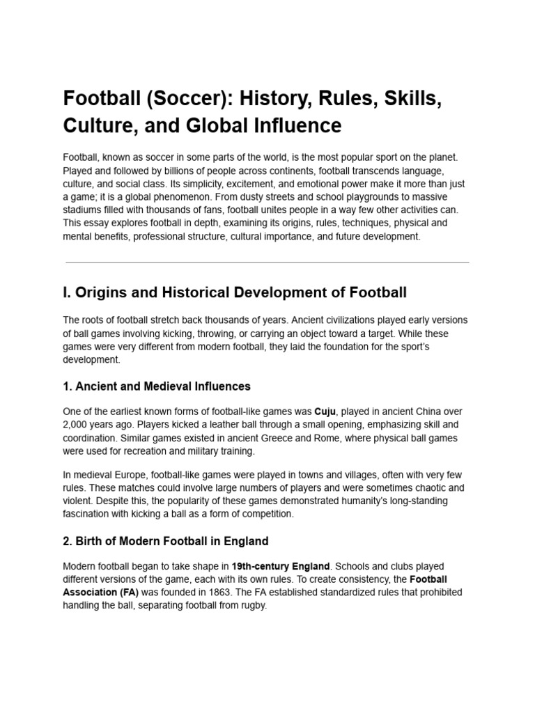 Football (Soccer) - History, Rules, Skills, Culture, and Global ...
