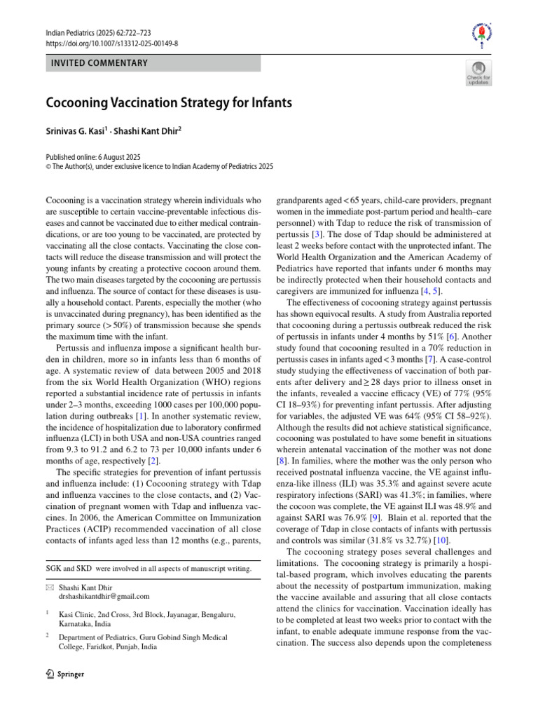 Cocooning Vaccination Strategy for Infants | PDF | Medical Specialties ...