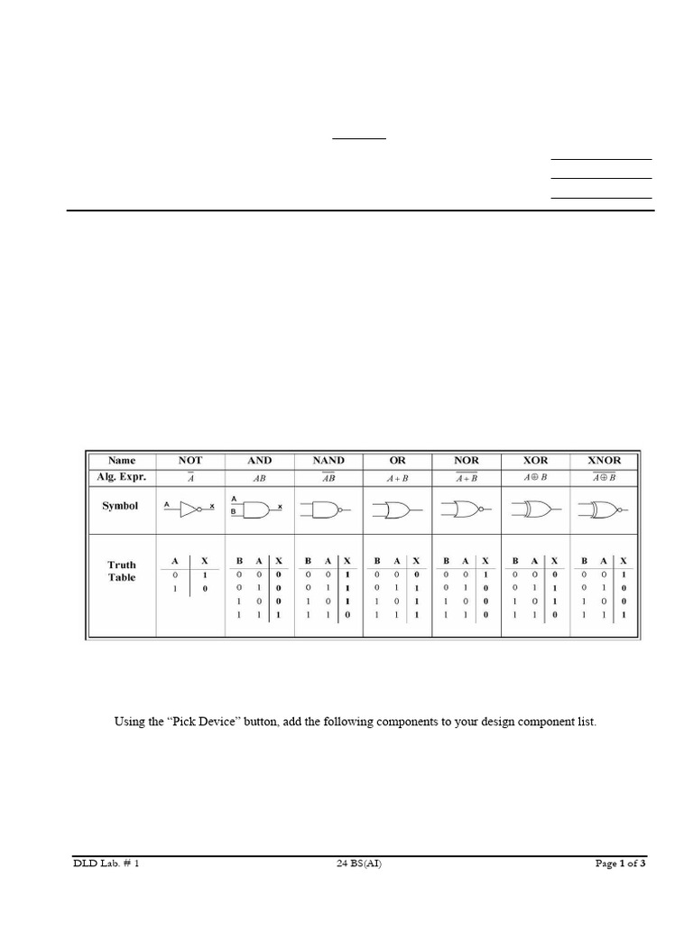 DLD_Lab_1 | PDF | Logic Gate | Electrical Engineering