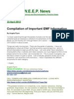 Wireless Electrical and Electromagnetic Pollution (WEEP) News Compilation of Important EMF Information by Angela Flynn, April 23, 2012