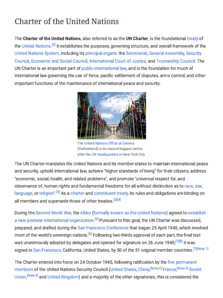 Charter of The United Nations | PDF | United Nations | International ...