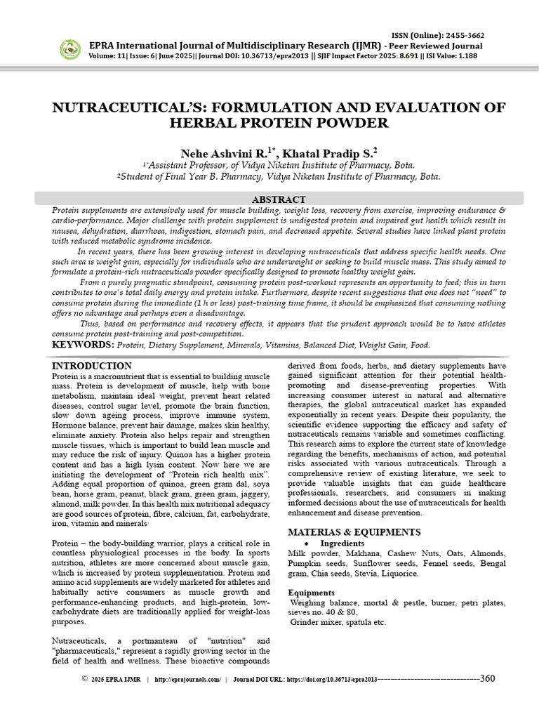 Nutraceutical Formulation and Evaluation of | PDF | Dietary Supplements ...
