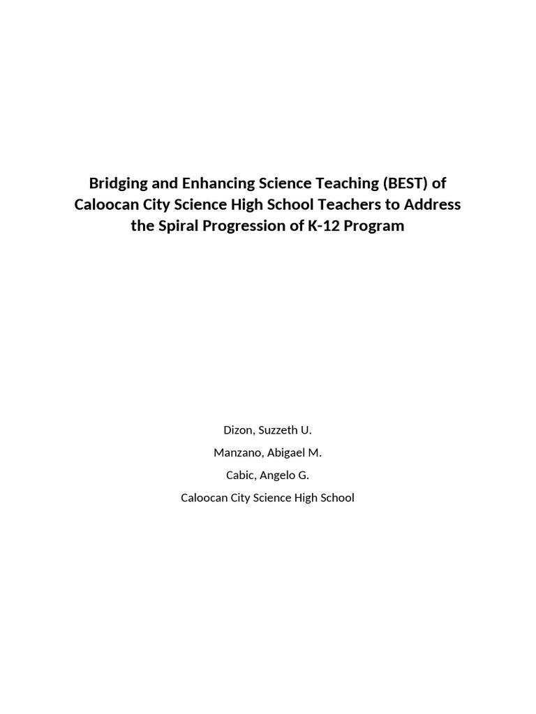 Bridging and Enhancing Science Teaching BEST | PDF | Science Education ...