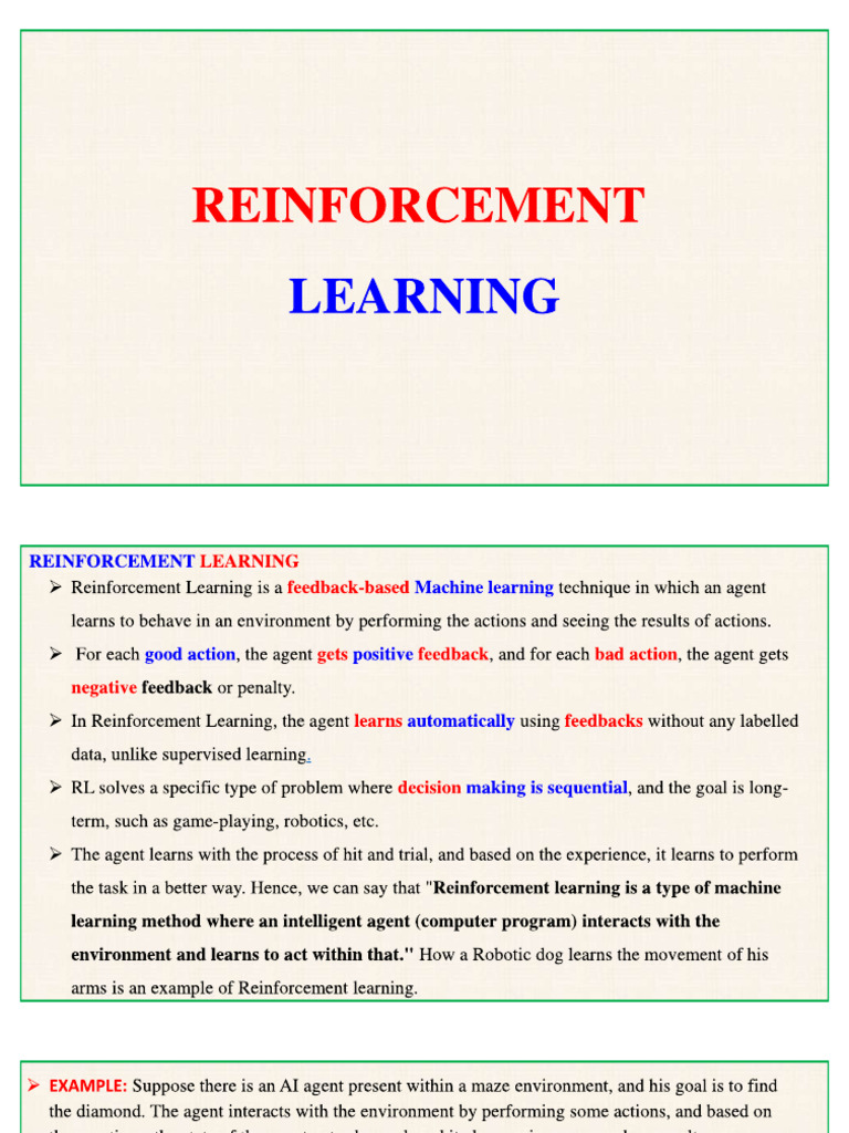 Reinforcement Learning | PDF